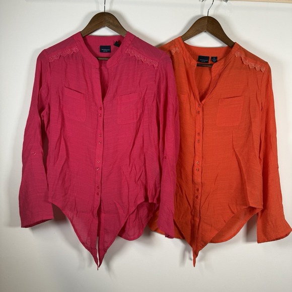 Westbound Tops - Westbound Petites Women's Button Down Sheer Shirt Size Large Petite Bundle Of 2